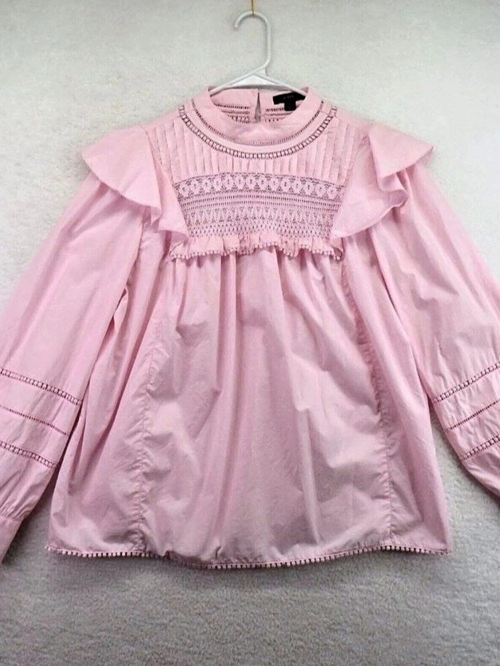 J.Crew Pink Cotton Ruffle Sleeve Tunic Size Large